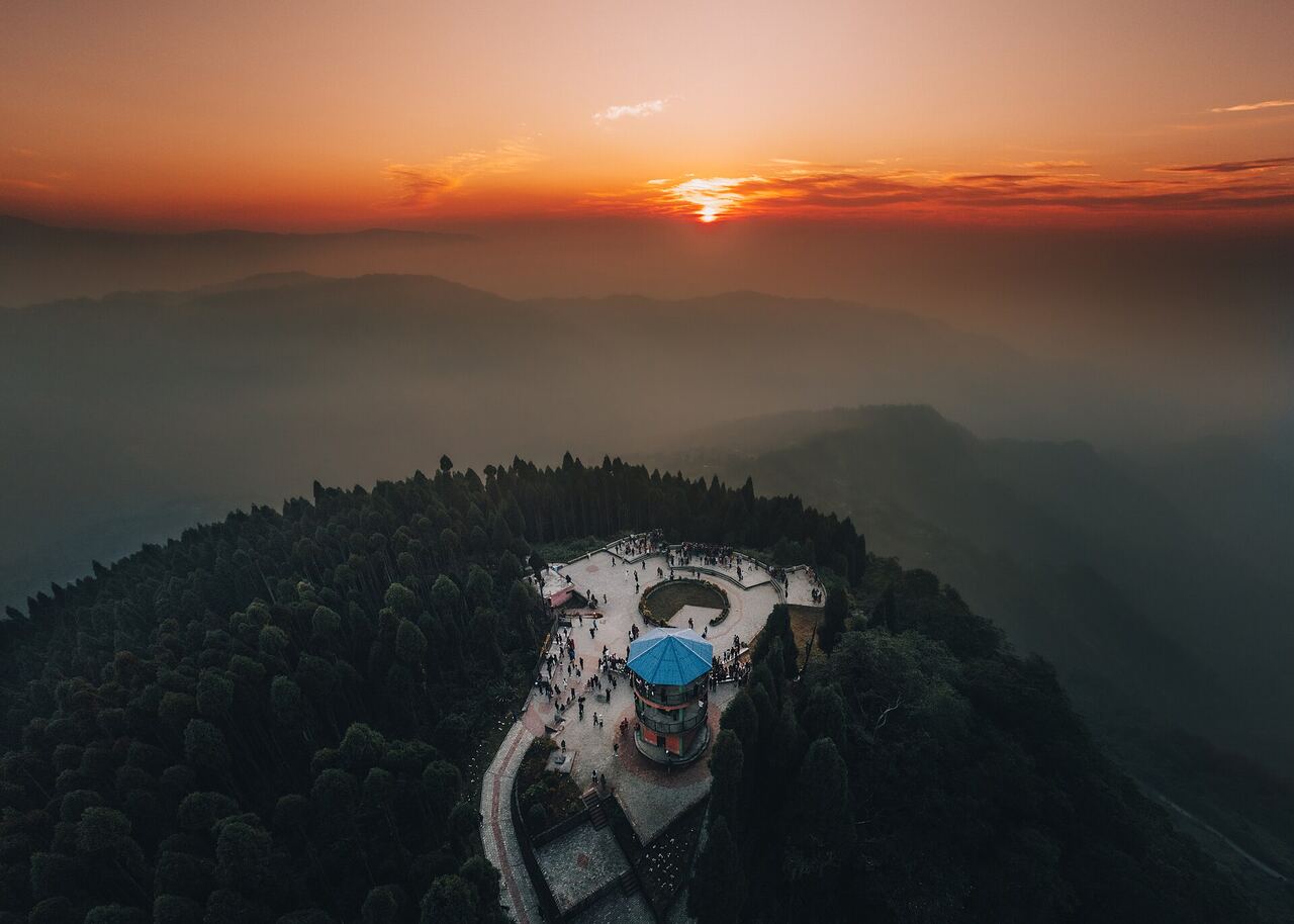 Sunrise over the hills from the Shree Antu hilltop