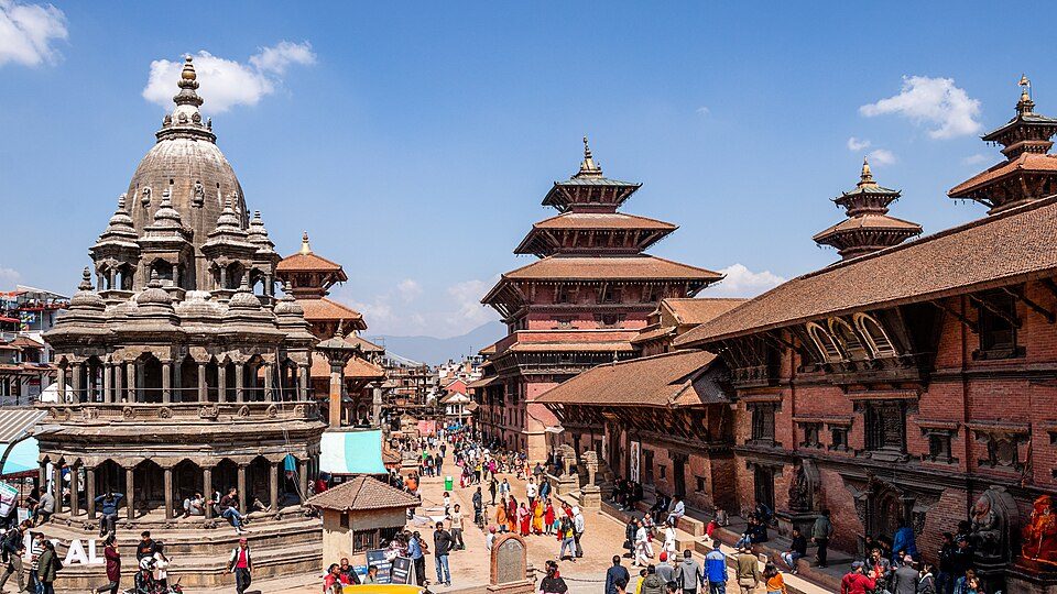 Temples and palace buildings along Patan Durbar Square