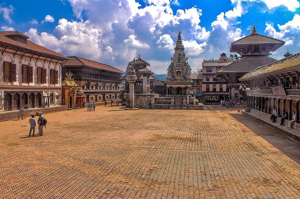 The brick-paved expanse of Bhaktapur Durbar Square