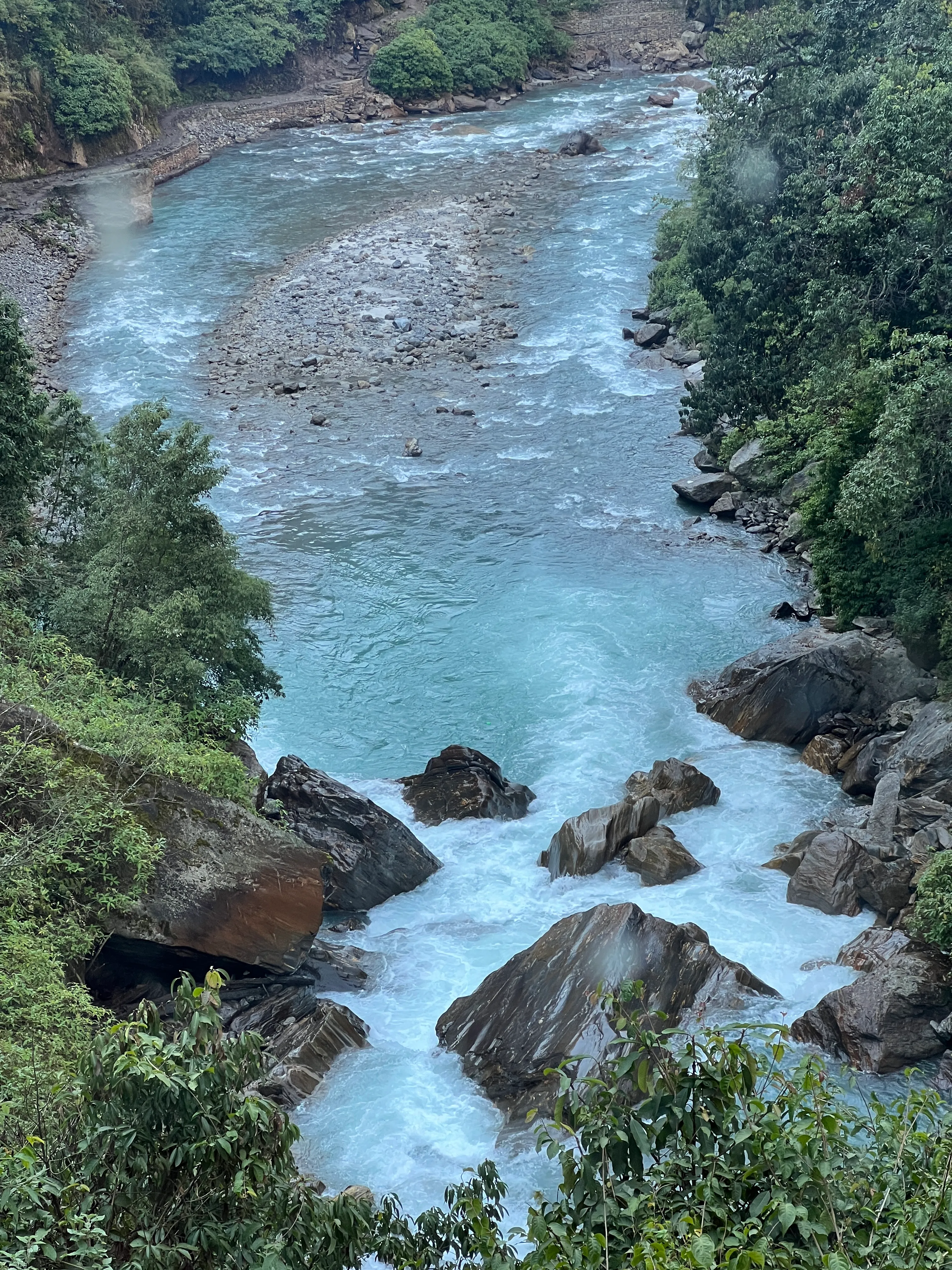 Trekking over Hillary Suspension Bridge